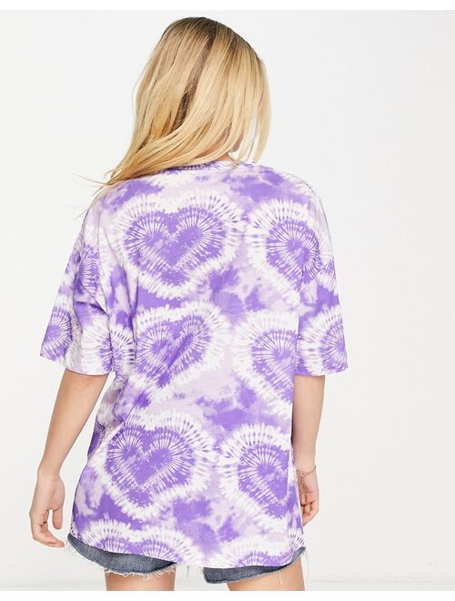 ASOS DESIGN oversized t-shirt in tie dye heart in lilac