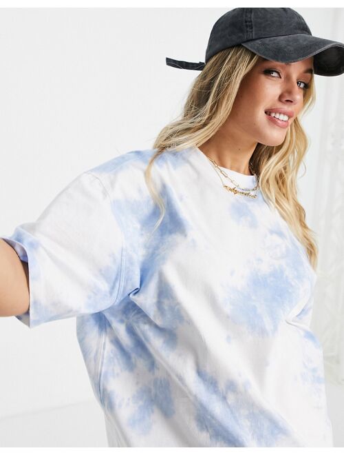 ASOS DESIGN Maternity oversized t-shirt in tie dye in blue