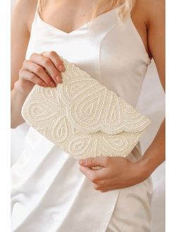Stunning Addition White Beaded Clutch