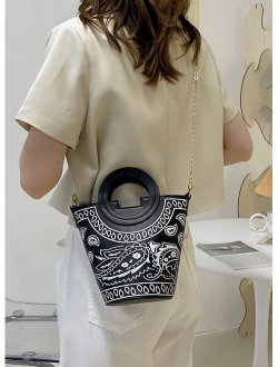 FYURWP Crossbody Bags for Women Bucket Bag Fashion Shoulder Bags Tote Handbags with BandanaPrint