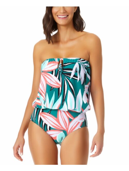 Anne Cole Women's Zesty Tropical Blouson One-Piece Keyhole Swimsuit