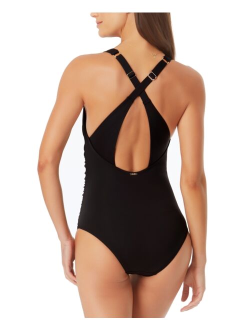 Anne Cole V-Neck Crossback One-Piece Swimsuit