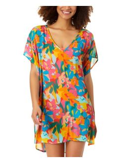 Women's Printed Plumeria Easy Tunic Cover-Up