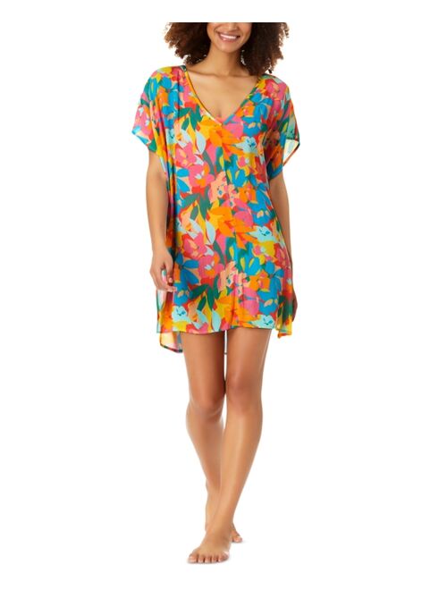 Anne Cole Women's Printed Plumeria Easy Tunic Cover-Up