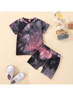 Suranne Baby Toddler Boy Outfits Tie Dye Sleeveless Top + Shorts Summer Set 2Pcs