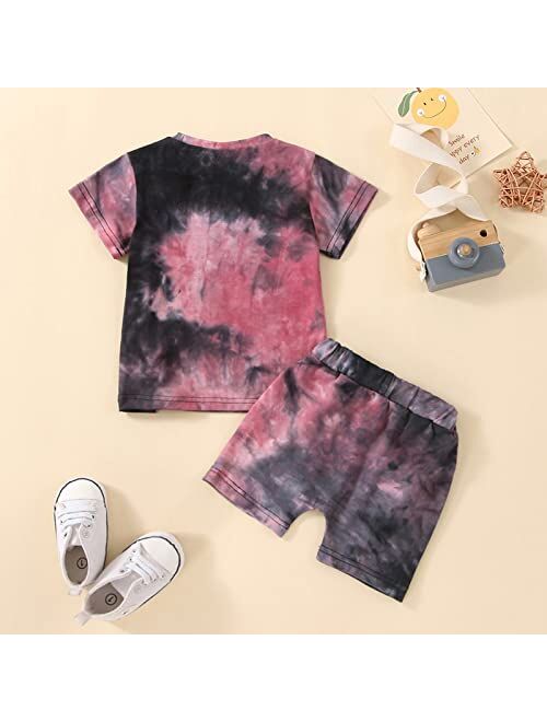 Suranne Baby Toddler Boy Outfits Tie Dye Sleeveless Top + Shorts Summer Set 2Pcs