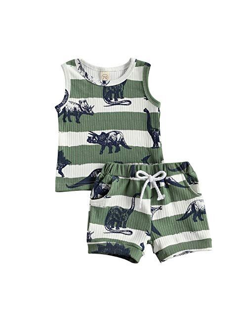 Madjtlqy Toddler Baby Boy 2pcs Sleeveless Outfit Summer Shorts Set Tank Top Pocket Short Pants Clothes