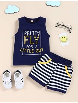 Crazyme Toddler Baby Boy Clothes Outfits Sleeveless Tops Striped Shorts Summer Baby Boys Clothes Set