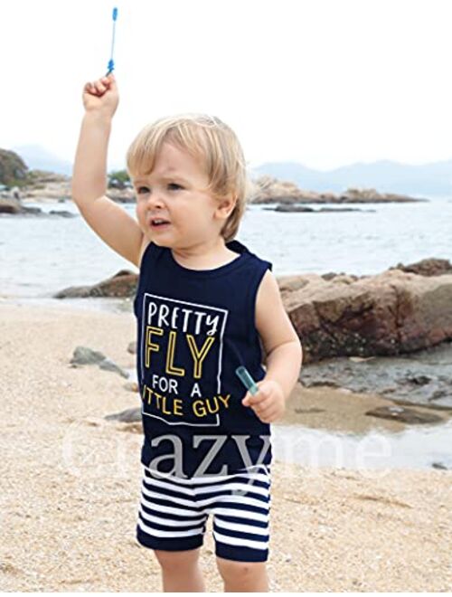 Crazyme Toddler Baby Boy Clothes Outfits Sleeveless Tops Striped Shorts Summer Baby Boys Clothes Set