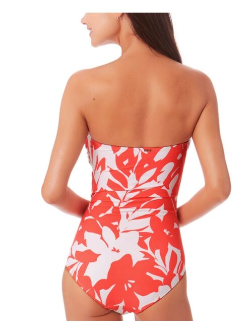 Anne Cole Women's Coral Palms Twist Front Strapless One-Piece Swimsuit