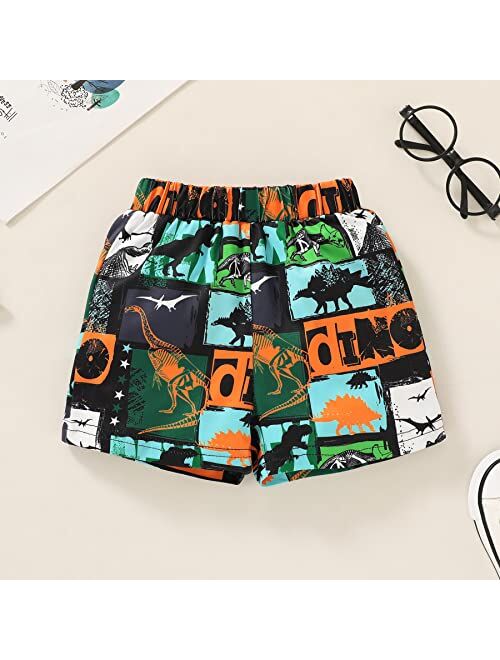 Younger Tree Toddler Baby Boy Summer Outfits Dinosaur Camouflage Shirt Top Short Pants Cotton Splicing Clothes Sets