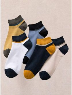 5pairs Men Colorblock Short Socks