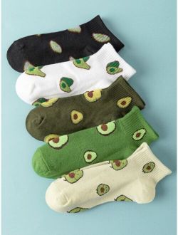 5pairs Men Fruit Print Ankle Socks
