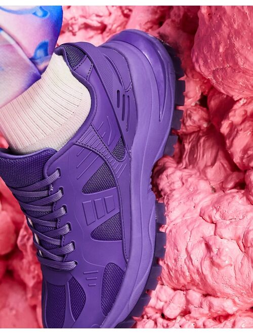 ASOS DESIGN chunky sneakers with rubberized panels in purple
