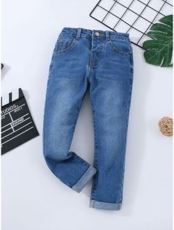 Toddler Boys Bleach Wash Tapered Jeans