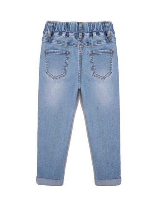 Shein Toddler Boys Cat Scratch Washed Tapered Jeans
