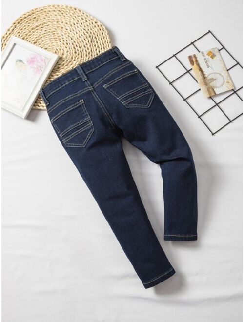 Shein Toddler Boys Cat Scratch Jeans