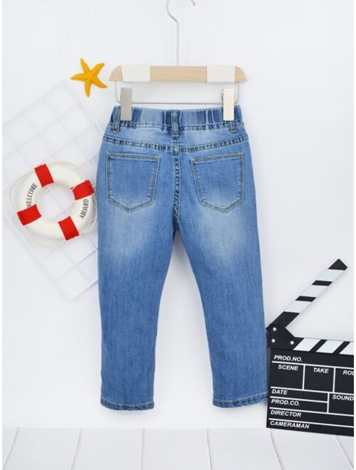 Shein Toddler Boys Elastic Waist Ripped Jeans