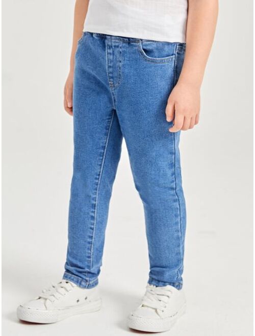 SHEIN Toddler Boys Washed Elastic Waist Jeans