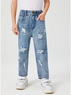 Toddler Boys Ripped Straight Leg Jeans