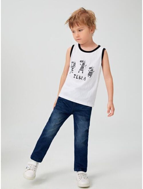 Shein Toddler Boys Elastic Waist Straight Leg Jeans