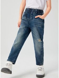 Toddler Boys Cat Whisker Washed Ripped Jeans