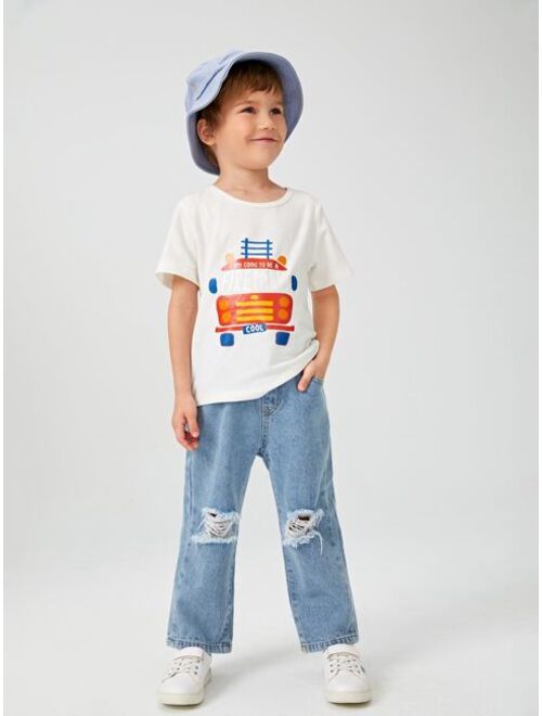 Shein Toddler Boys Ripped Straight Leg Jeans