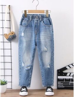 Toddler Boys Ripped Tapered Jeans