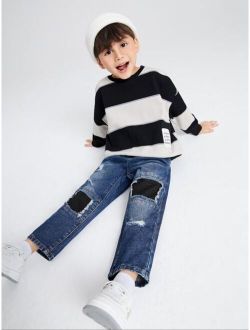 Toddler Boys Patch Detail Ripped Jeans