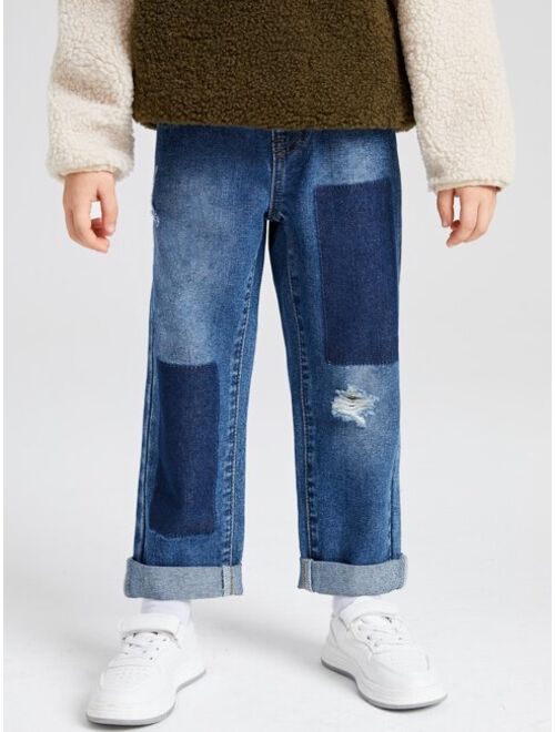 SHEIN Toddler Boys Ripped Washed Jeans