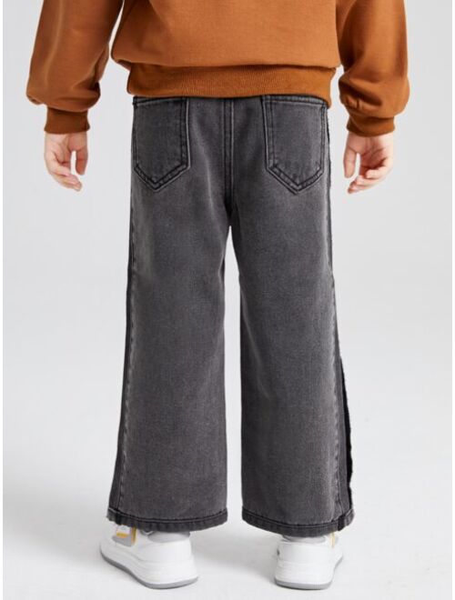 SHEIN Toddler Boys Side Stripe Wide Leg Jeans