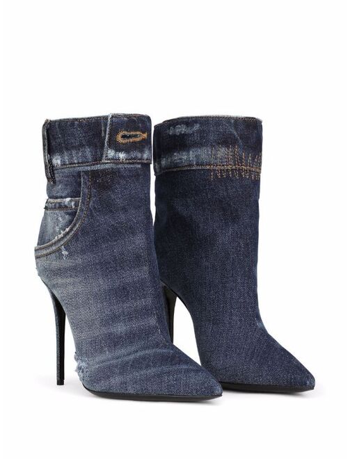 Dolce & Gabbana denim pointed-toe boots