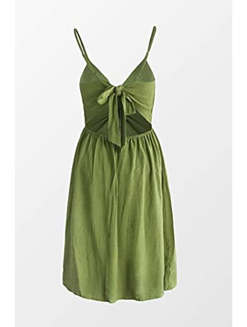 CUPSHE Smocked Slip Mini Dress for Women Summer Beach Dress Spaghetti Strap Cut Out V Neck Short Length