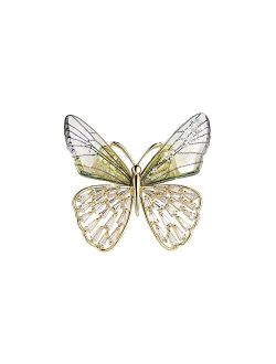 Delicate Butterfly Brooch Pins for Women Girls Gold Plated Rhinestone Crystal CZ Wedding Brooches Shawl Clip Lapel Safety Pin Corsages Bouquet for Hat Bag Suit Tie