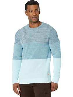 Striped Structured Knit Crew Neck Pullover in Organic Cotton