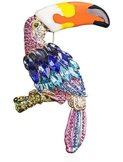 Xjoyous Rhinestone Toucan Brooch - Colorful Shining Crystal Brooch Pin Decoration Gift for Women Girls