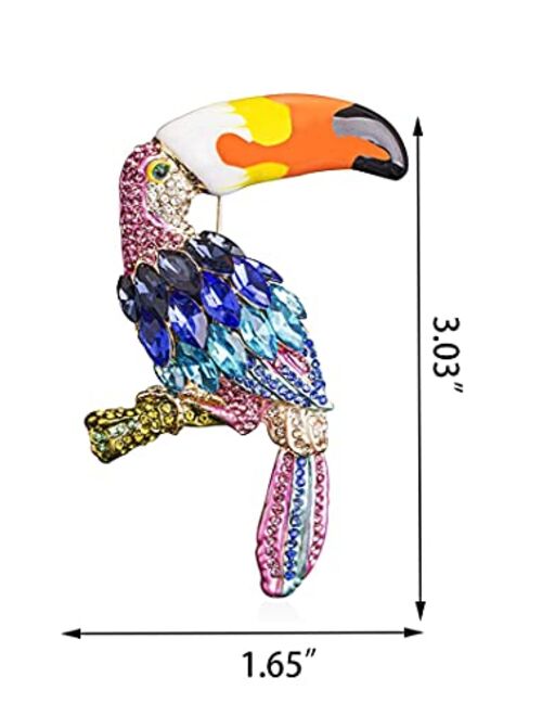 Xjoyous Rhinestone Toucan Brooch - Colorful Shining Crystal Brooch Pin Decoration Gift for Women Girls