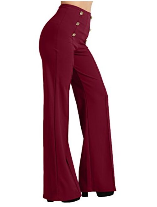 NE PEOPLE Womens High Waist Sailor Bell Bottom Long Pants Made in USA S-3XL