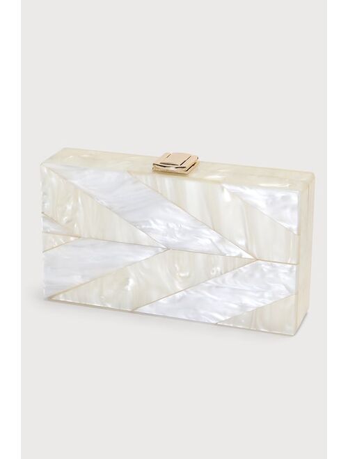 Lulus Glamorous Glow Ivory Pearly Lucite Box Clutch