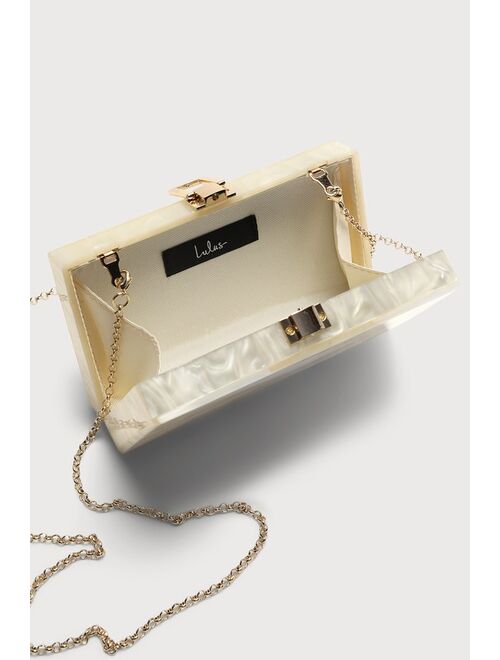 Lulus Glamorous Glow Ivory Pearly Lucite Box Clutch