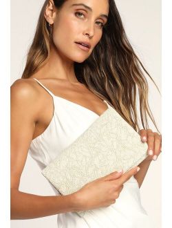 Bead You Beside Me Ivory Beaded Clutch