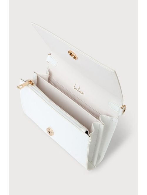 Lulus Talliah White Crocodile Embossed Wallet