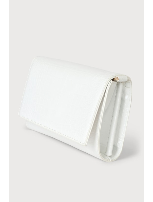 Lulus Talliah White Crocodile Embossed Wallet