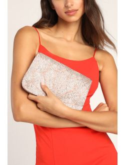 Elegant Arrival Pink and Silver Beaded Clutch