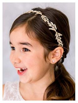 SWEETV Flower Girl Headpiece for Wedding Headband Princess Hair Accessories Little Girls Toddler Kids Crystal Hair Bands for Birthday Party Photography