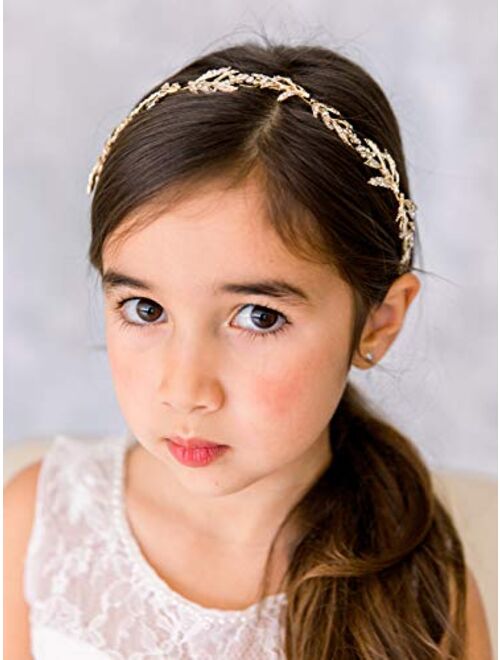 SWEETV Flower Girl Headpiece for Wedding Headband Princess Hair Accessories Little Girls Toddler Kids Crystal Hair Bands for Birthday Party Photography