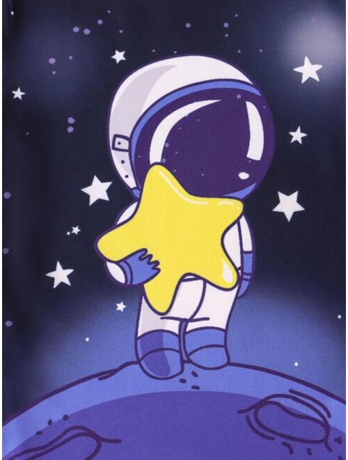 Shein Boys Spaceman & Galaxy Print Snug Fit PJ Set