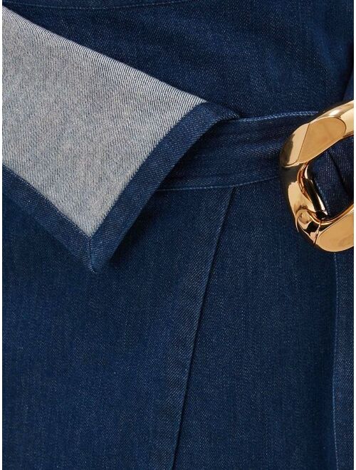 JW Anderson chain-detail draped denim skirt
