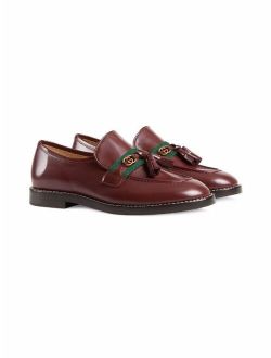 Kids Web-trim leather loafers