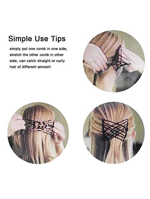 6 Pcs Magic Hair Combs, Youthful Vintage Stretch Beaded Hair Combs Elastic Pearls Hair Clips Stretchy Bead Hairpins Double Slides Hair Combs for Women Ladies Girls DIY Ha